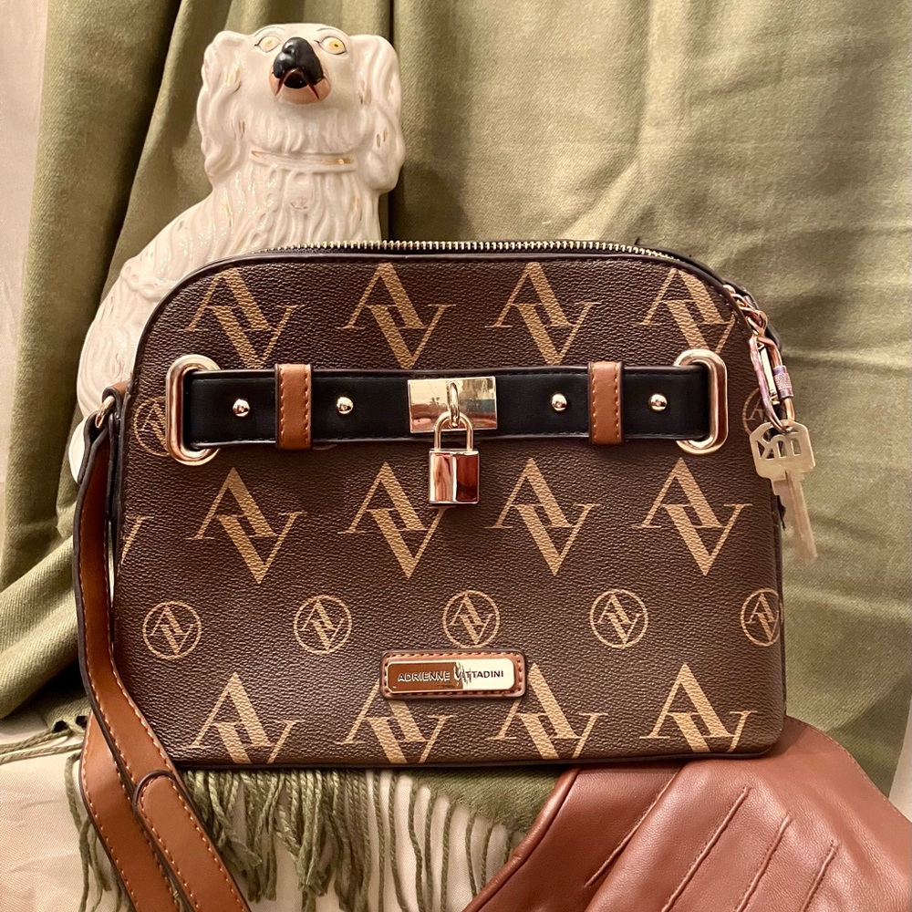 Adrienne Vittadini Brown and Black Dome Crossbody Handbag